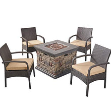 Load image into Gallery viewer, Patio Fire Pit Set, 4-Seater with Club Chairs - Artificial Waterfalls